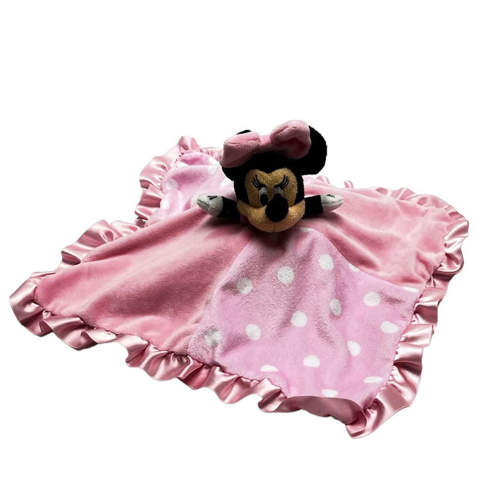 Disney Baby Kids Preferred Minnie Mouse Lovey Pink With Satin Trim Crinkle Ears - Picture 2 of 8